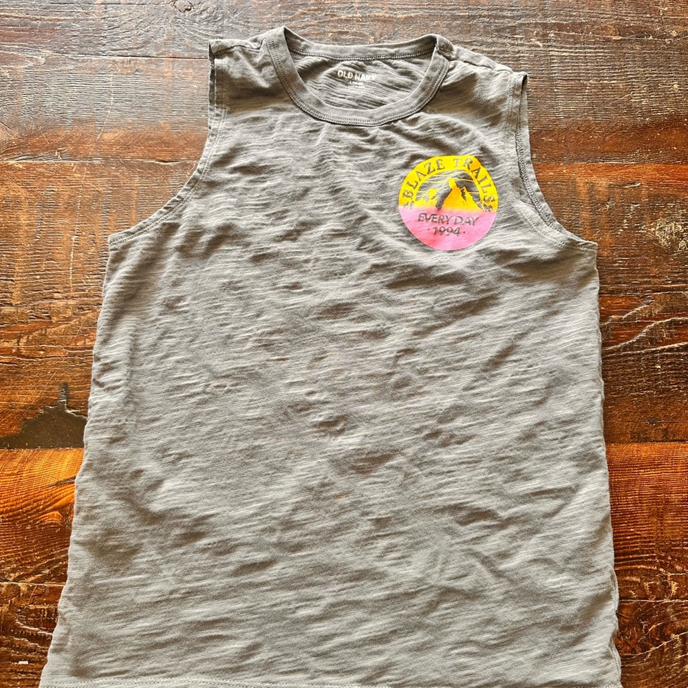 Old Navy Gray Tank Top with Pink Graphic
